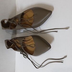 Massimo  Matteo women leather pointy toe lace up ballet flat 9.5us y2k retro
